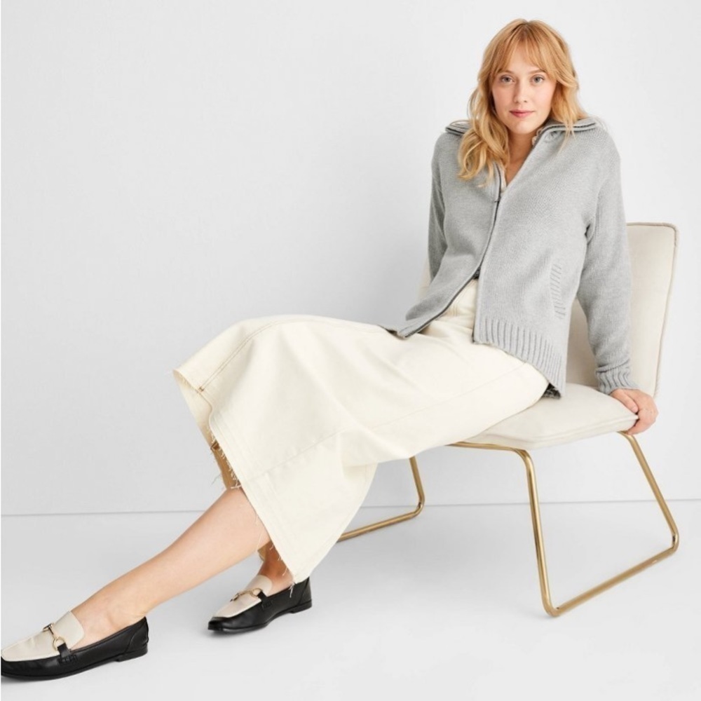 Women's Long Sleeve Solid Zip-Up Collared
Cardigan - Future Collective